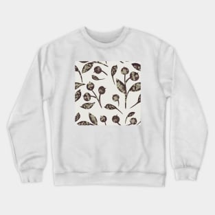 Seamless pattern with snow-covered berries. Hand drawn watercolor blueberries and leaves on nude. Perfect for greeting card, postcard, poster, logo, textile, fabric, packaging, wrapping paper. Crewneck Sweatshirt